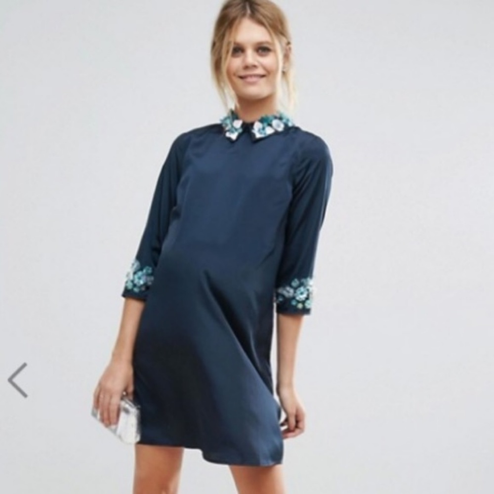 ASOS Navy Blue Shift Maternity Dress - Size 2